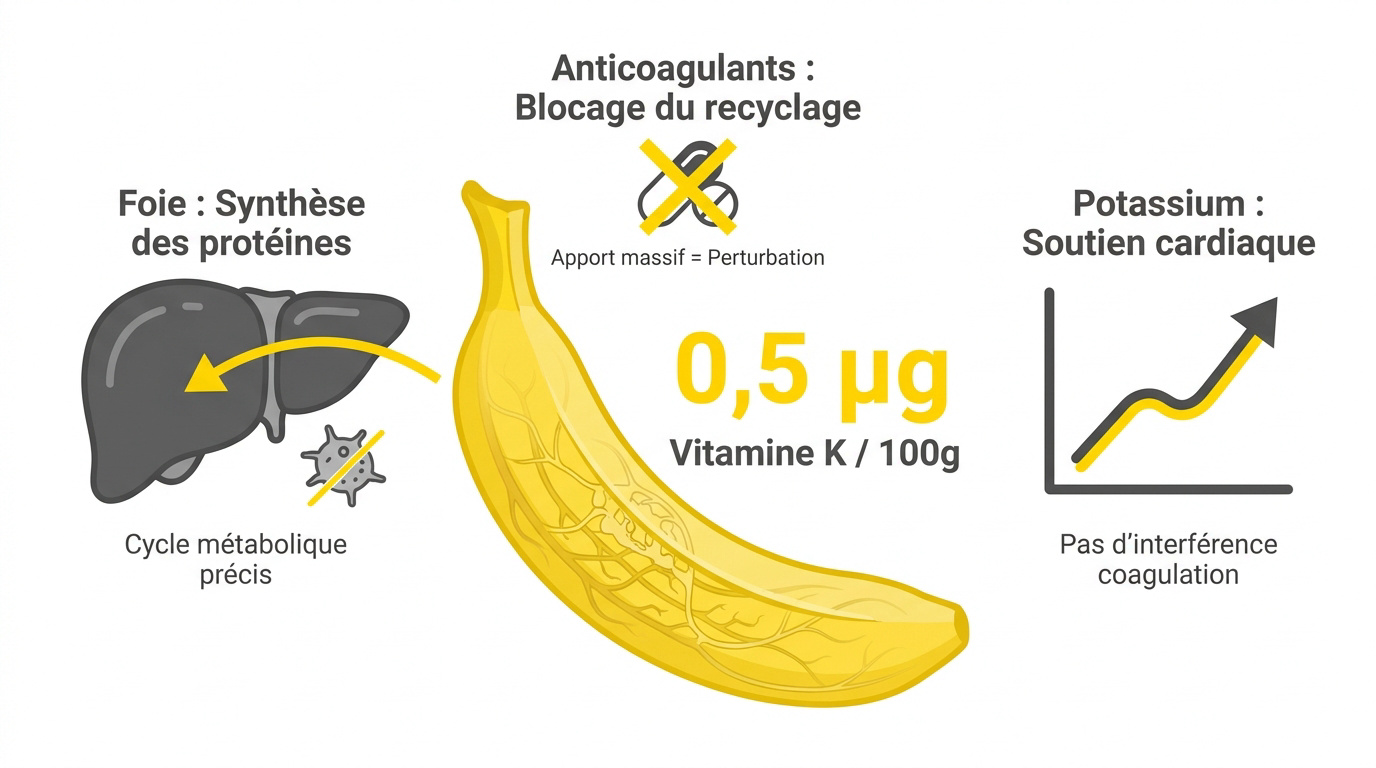 Bananes fraîches et compatibilité avec les anticoagulants