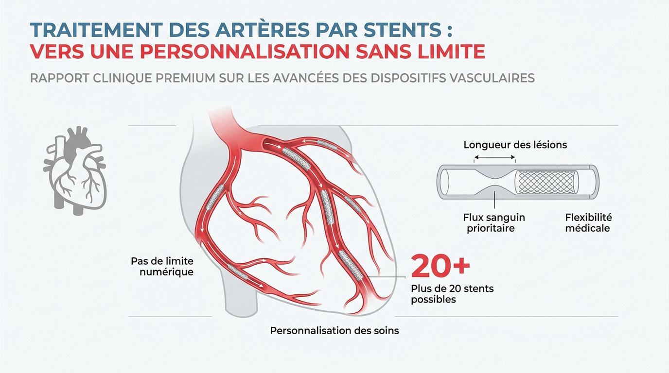 Illustration d'une intervention de cardiologie pour la pose personnalisée de stents artériels